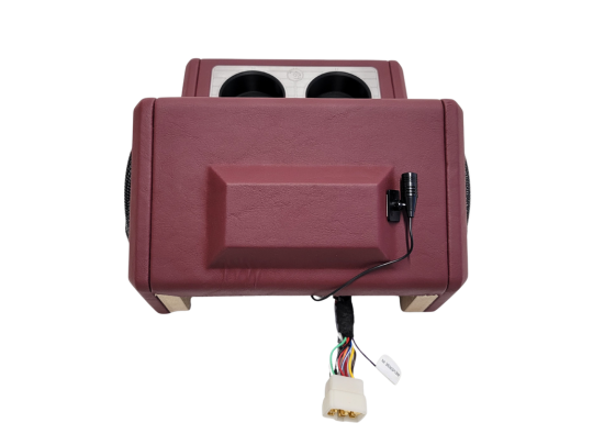 Top-down view showing custom radio and USB port integration.