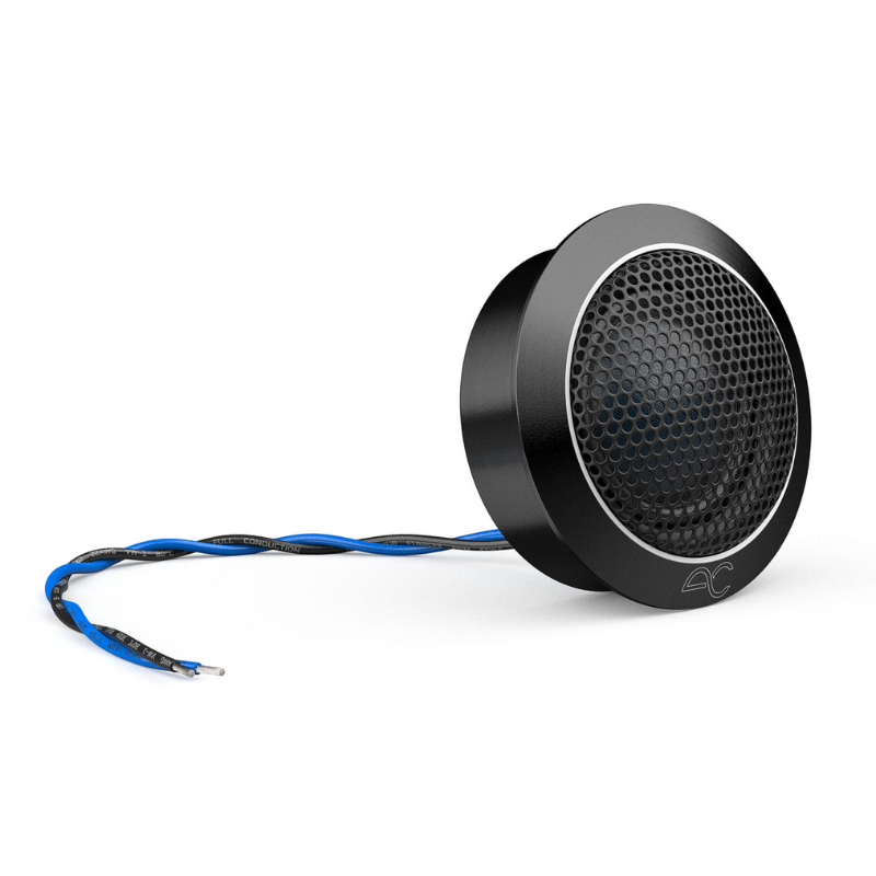 Right-facing view of AudioControl PNW-1 silk dome tweeter.