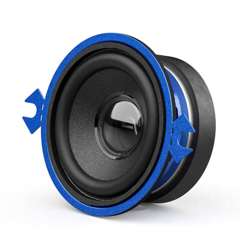Left side view of AudioControl PNW-275 2.75″ midrange speaker showing frame and cone.