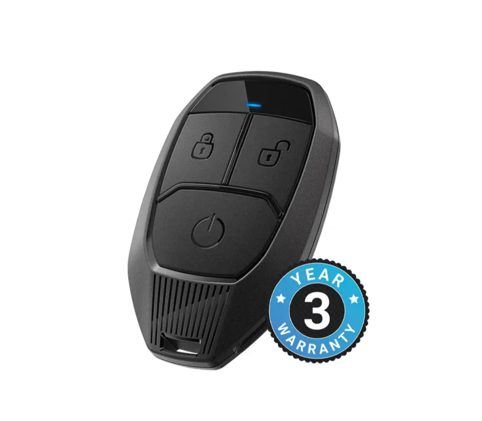 Compustar CSP940-S remote start key fob tilted to show button layout and design.