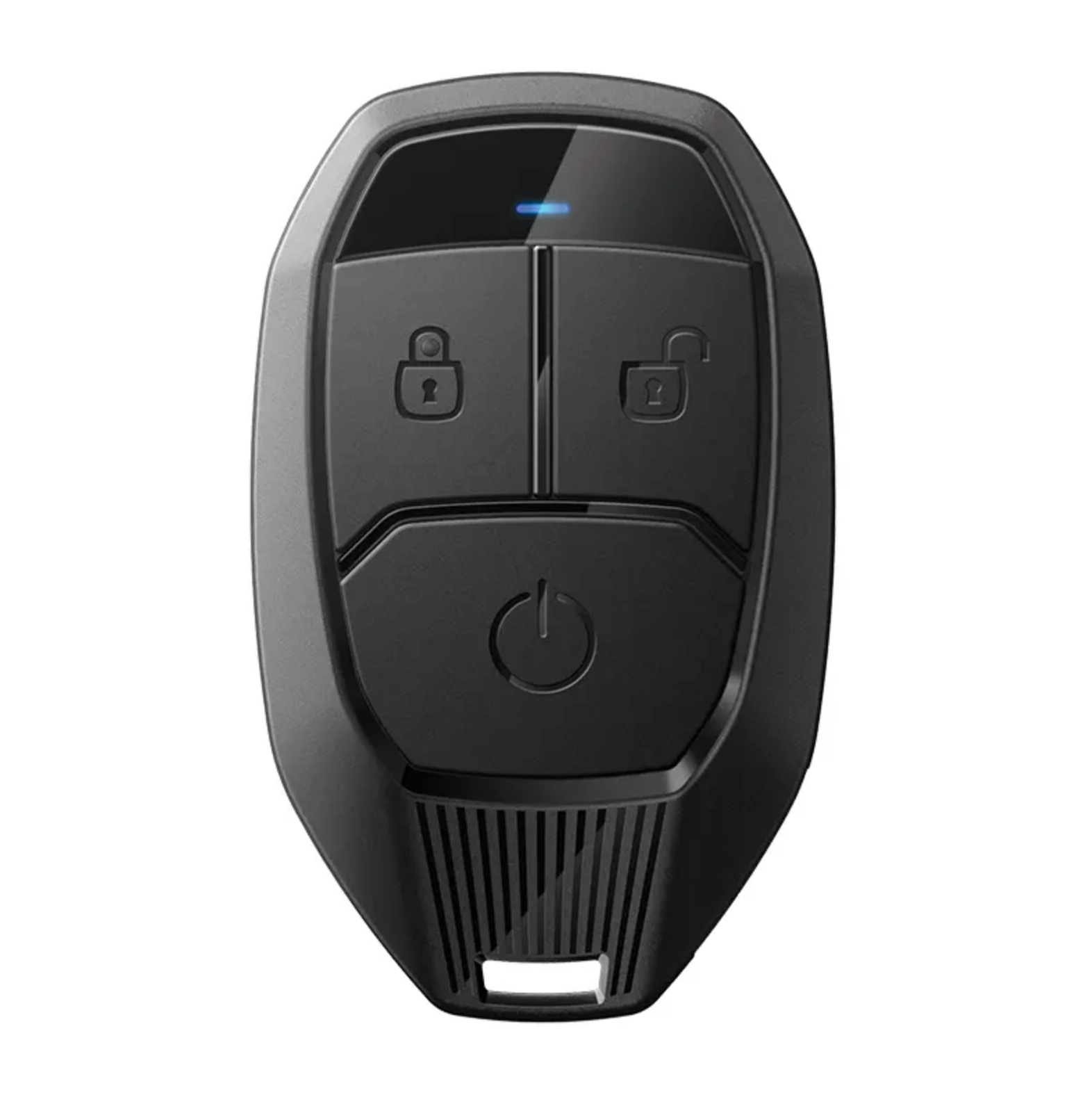 Compustar Pro 2WG18 key fob to highlight LED indicator lights and button layout.