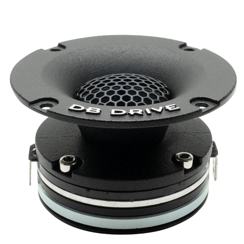 Upward tilt view highlighting waveguide of DB Drive EXT1.5NH horn tweeter