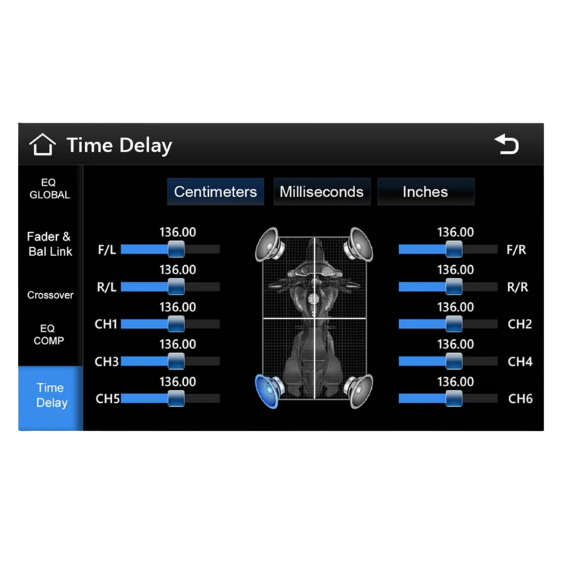 Display showcasing Diamond Audio radio functions. 