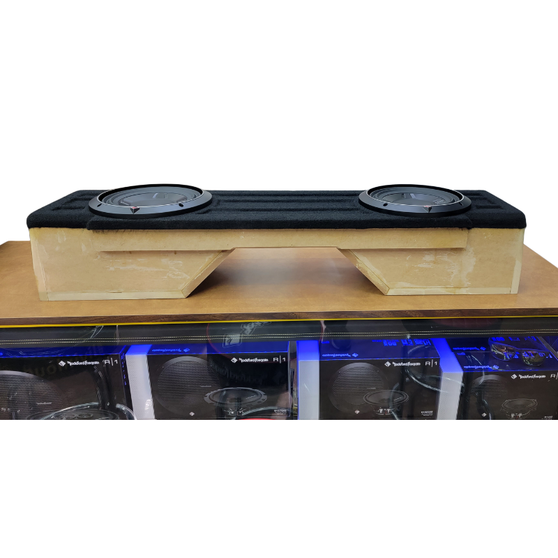 Rockford Fosgate P3S 10-inch shallow mount subwoofers installed in custom box