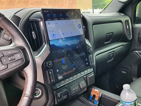 Side view of new GMC Sierra infotainment system.