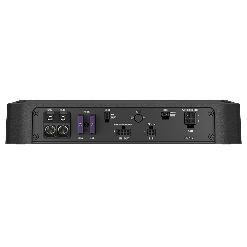 Close‑up of balanced inputs and Ready‑to‑Plug Molex connectors.