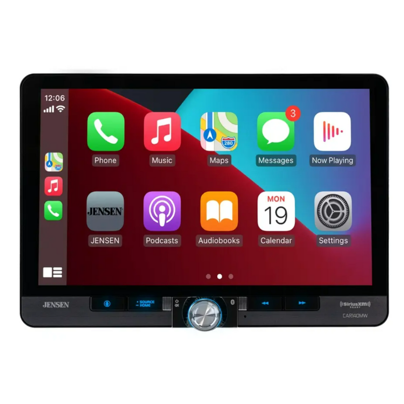 Jensen CAR140MW 10.1-inch touchscreen car stereo front view with sleek floating display.