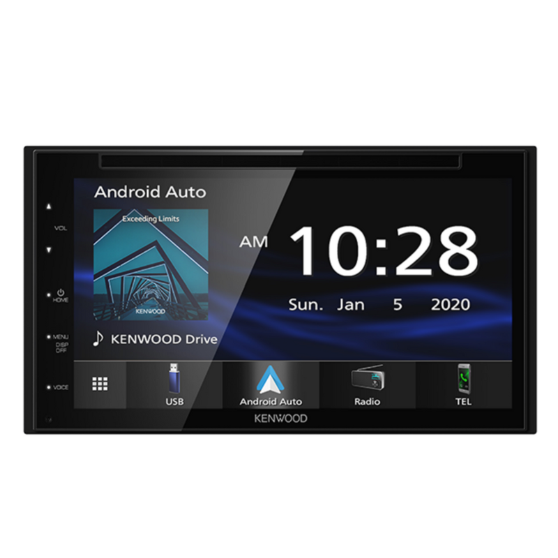 Close-up of capacitive screen and menu layout with Android Auto.