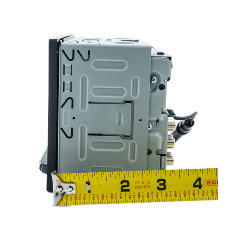 Side view of DMX958XR chassis showing shallow mount depth.