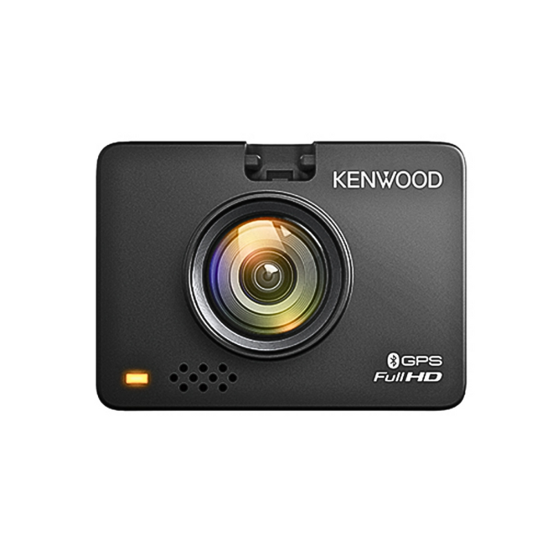 Kenwood DRV-A310W dash cam front view showing lens and compact design.