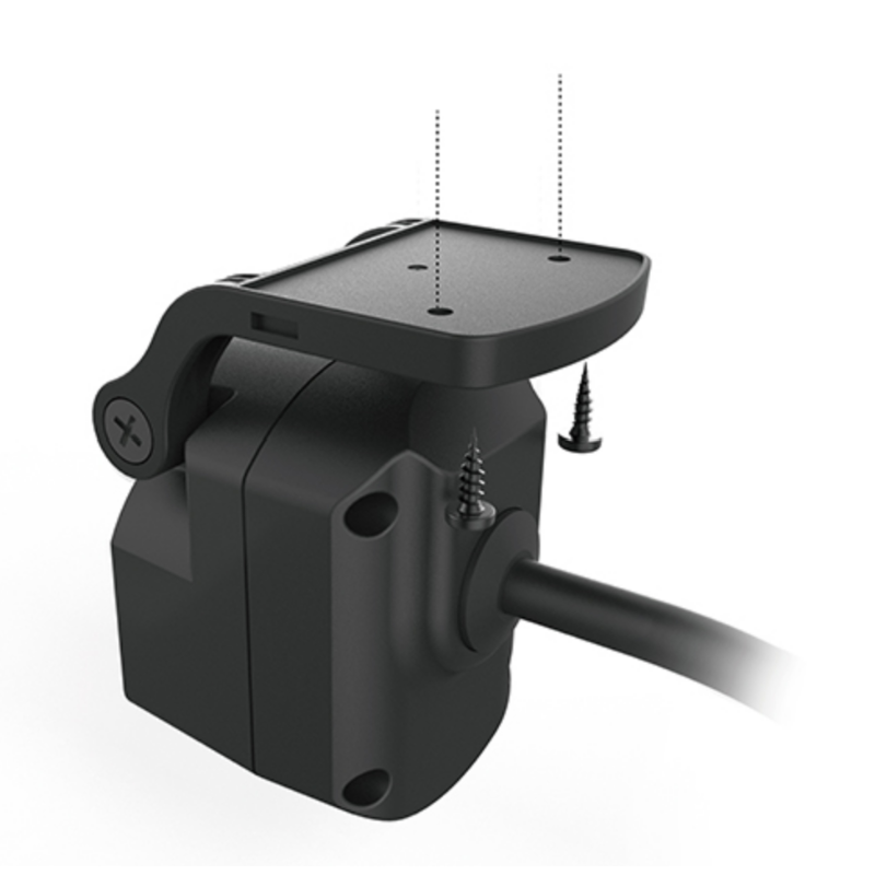 Rear view showing optional screw in installation points for hard mounting.