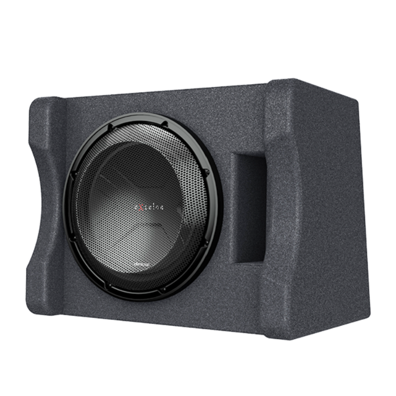 Angled view of Kenwood P-XW1241S showcasing slanted box shape and rugged exterior finish.