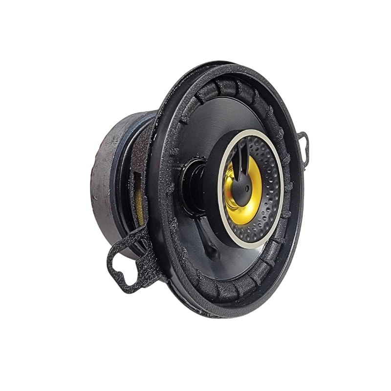 Kicker CSC35 coaxial speakers angled right view.