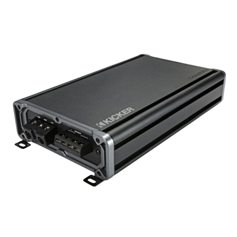Side profile of Kicker CXA12001 1200-watt Class-D subwoofer amplifier.