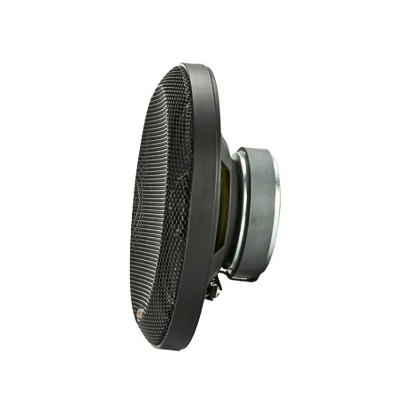 Angled right view of Kicker KSC650 coaxial speakers showing tweeters.