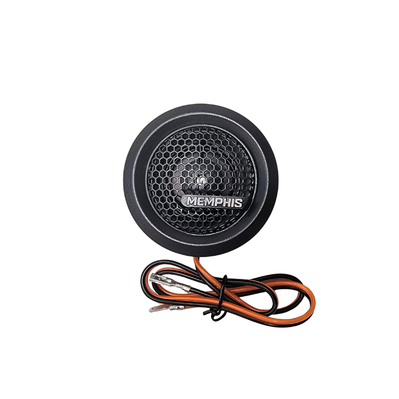 Memphis MSA1V 1-inch aluminum dome tweeter front view with protective grille installed.