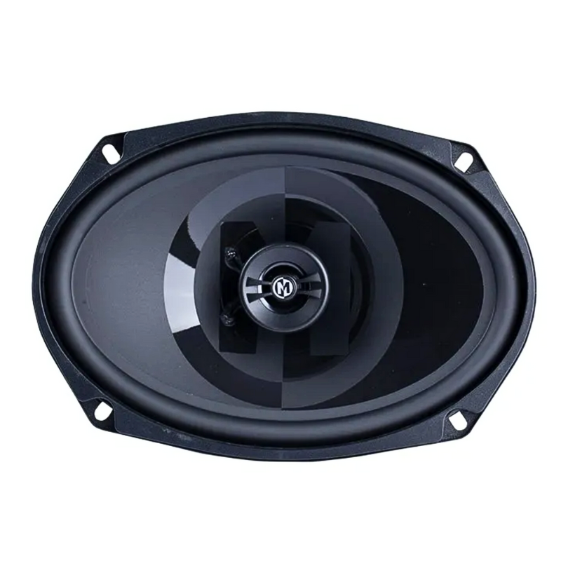 Memphis PRX6902 6×9-inch Power Reference coaxial speaker front view showing graphite cone and pivot tweeter.