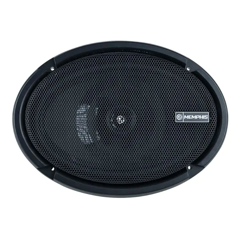 Memphis PRX69S 6×9-inch shallow mount speaker front view with protective grille installed.