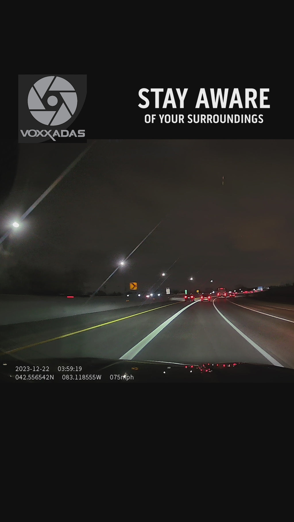 VOXX ADAS dual camera system highlighting front and rear angle coverage.
