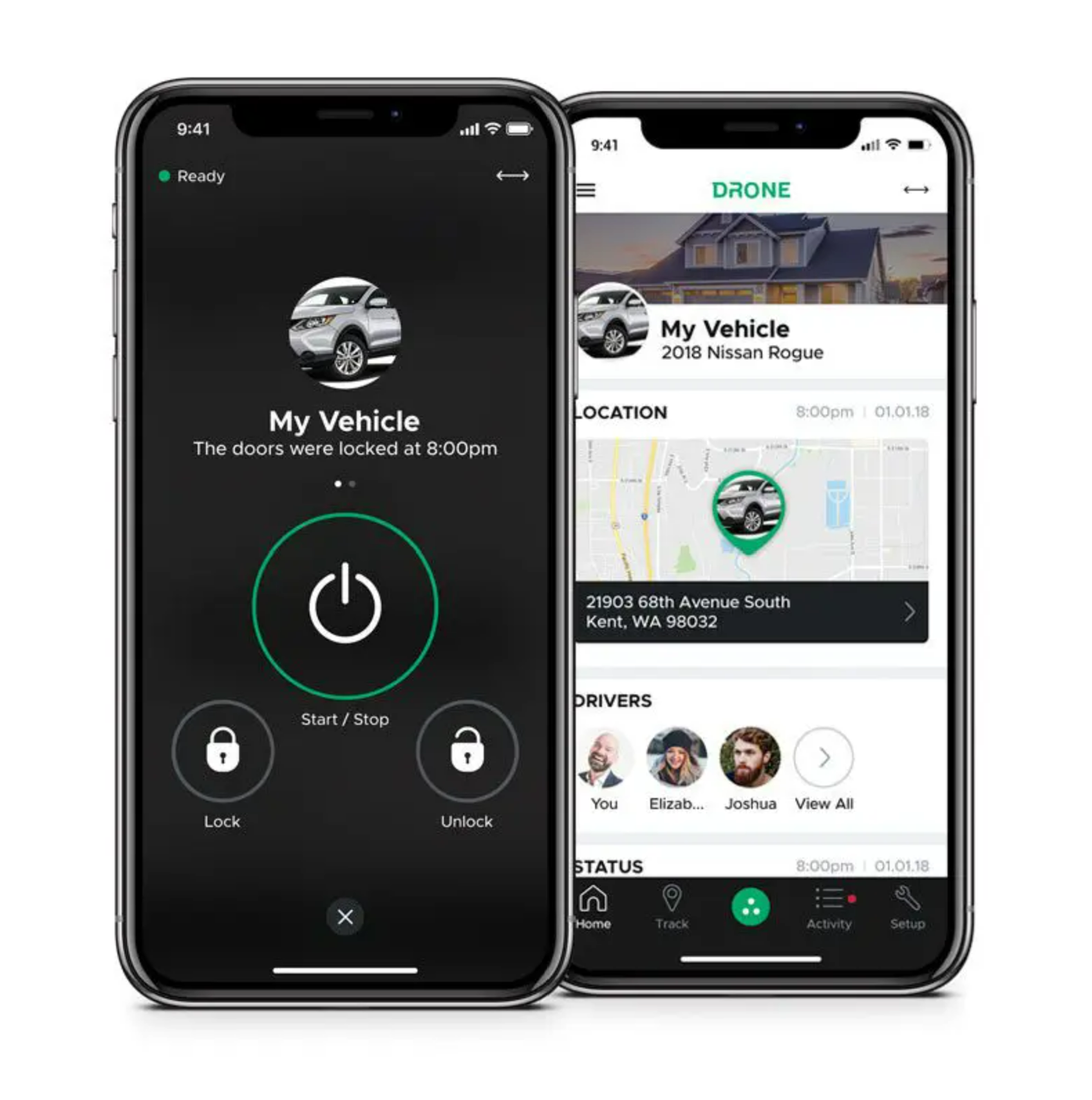 Smartphone app screen showing remote start modes and control options for the Compustar PRO 2WR3 system.