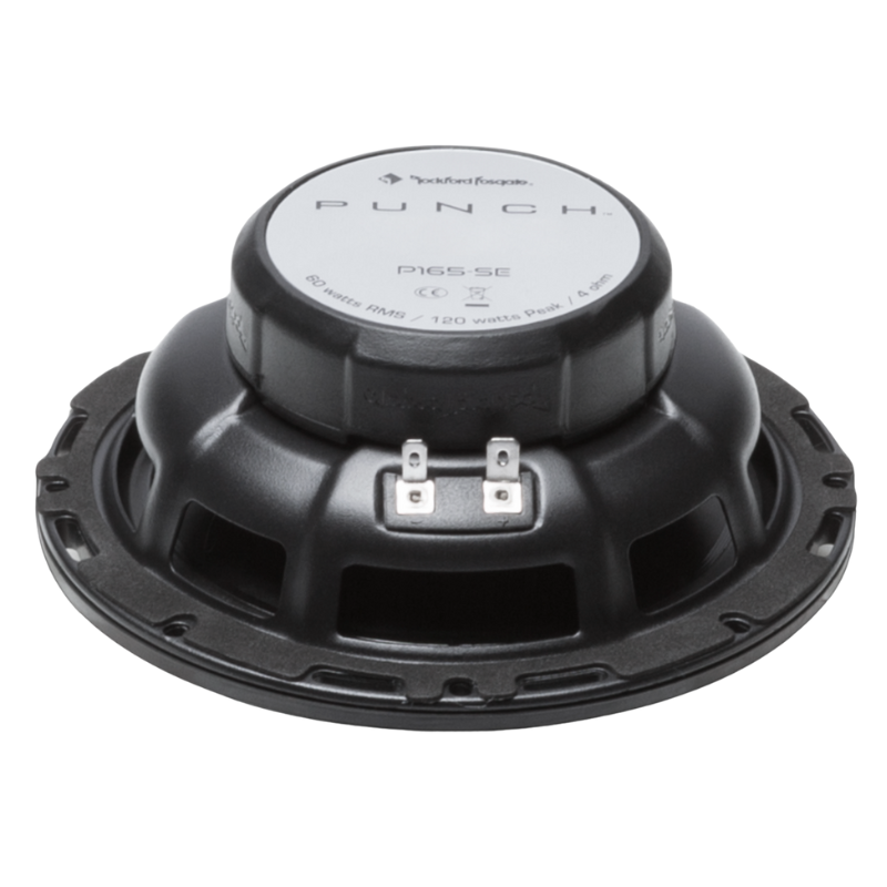 Side-by-side comparison of stock speaker and P165-SE 6.5 inch upgrade