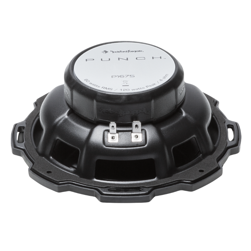 Rockford Fosgate P1675 speakers displayed with packaging