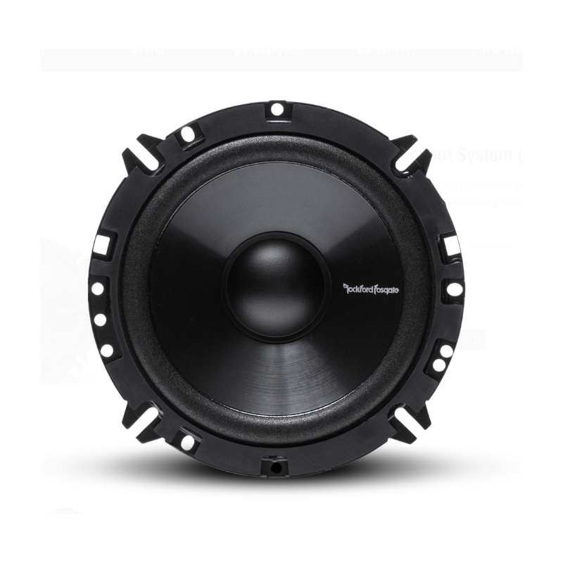 Single Rockford Fosgate R165-S 6.5" woofer shown with grille removed.