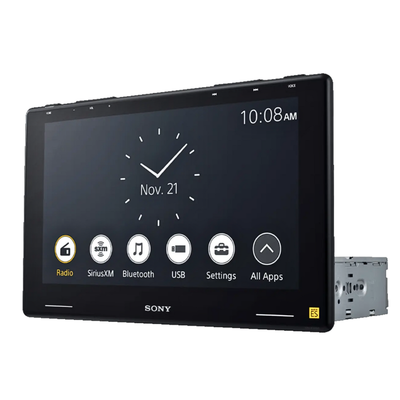 Side profile showing adjustable mount of XAV-9500ES.