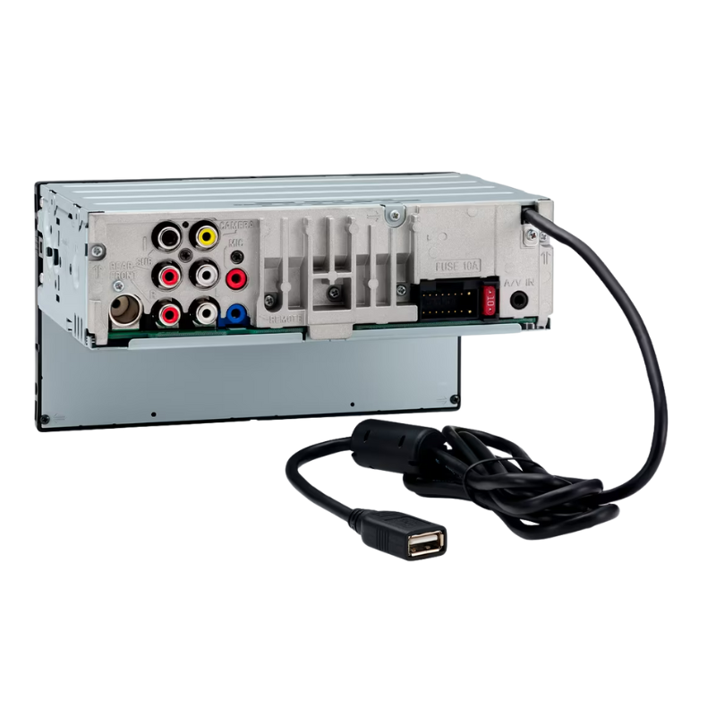 Rear panel with RCA preouts and input ports.