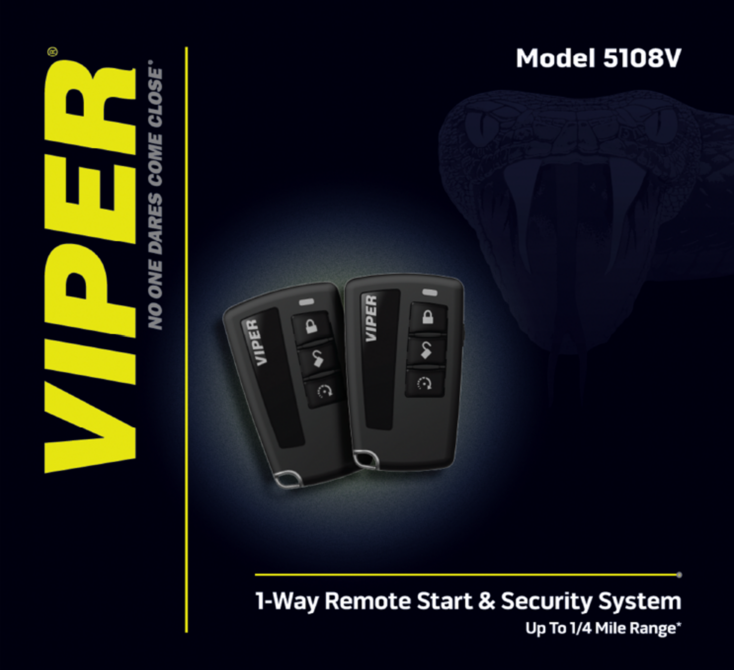 Viper 5108V retail packaging highlighting system features.