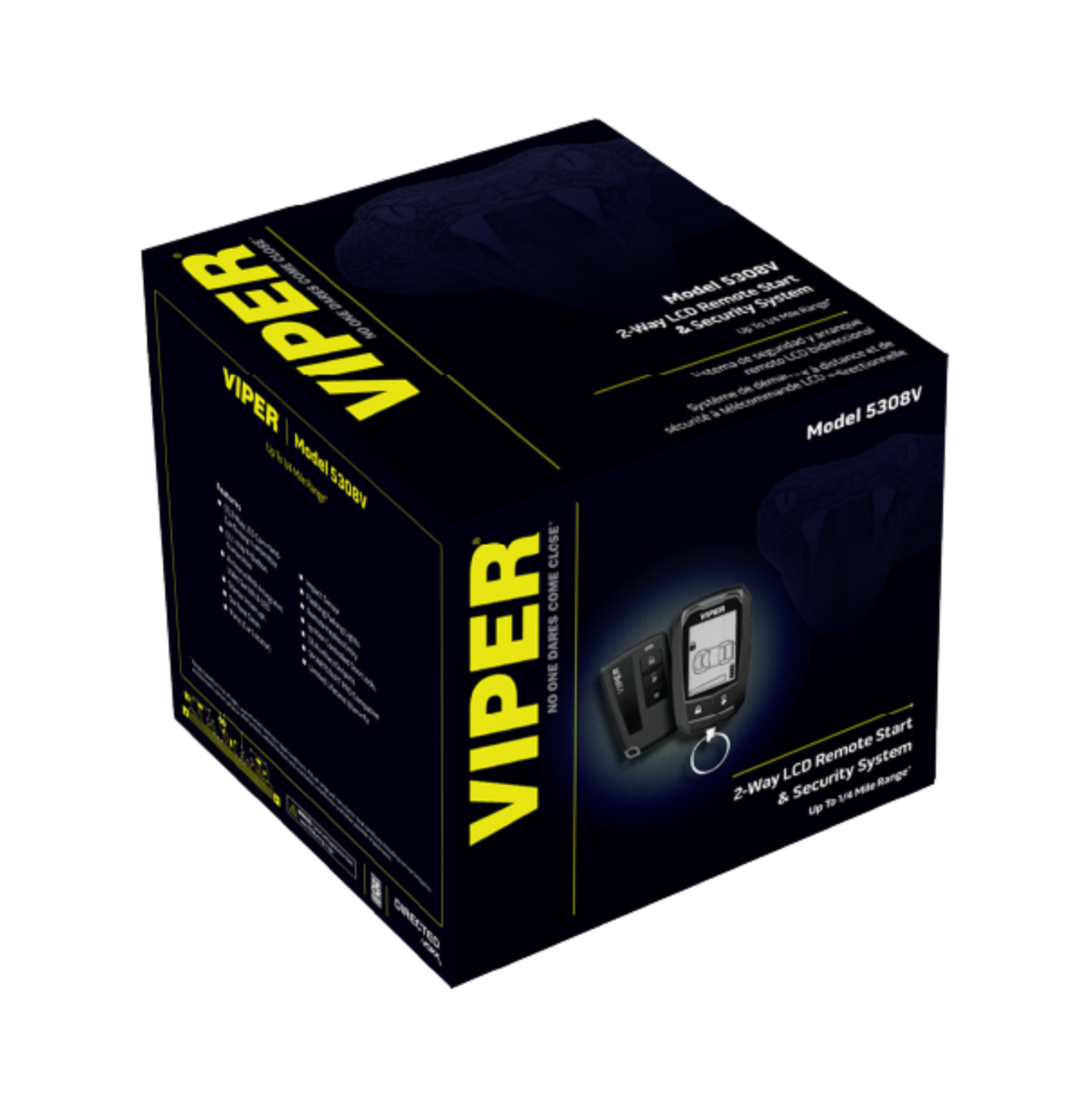 Full remote start and security kit neatly displayed inside retail box.