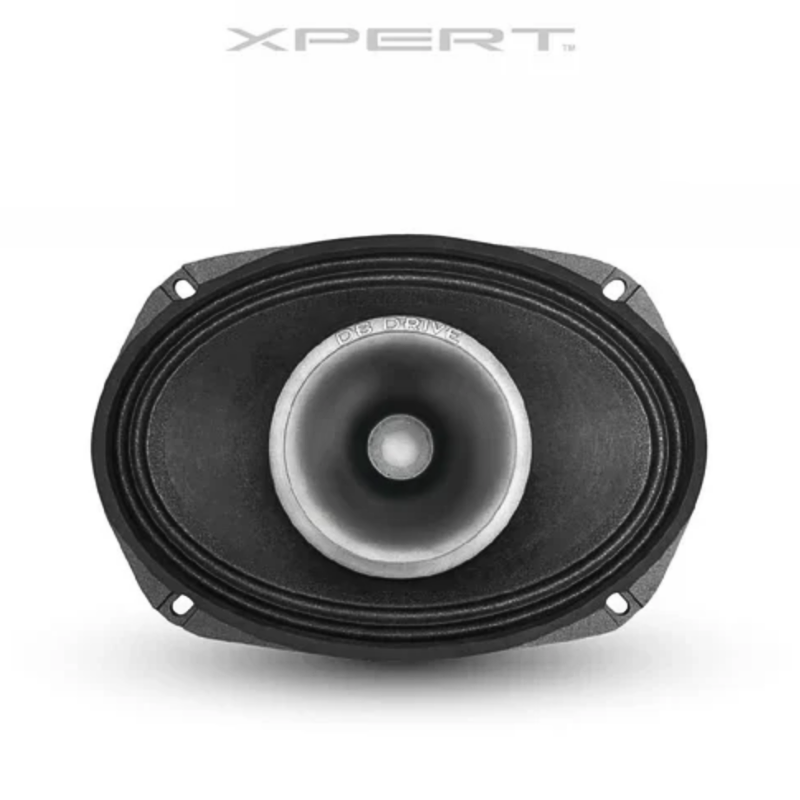 Xpert EX69NCD front view showing integrated compression driver horn and paper cone design.