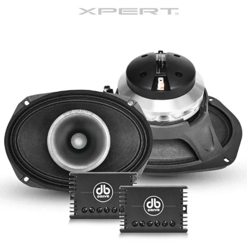 Xpert EX69NCD 6x9-inch 2-way loudspeakers pair with compression drivers, crossovers, and all included components.