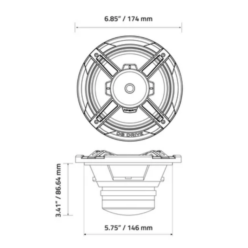 Xpert EX6NCD-CF technical diagram showing dimensions, mounting depth, and cutout diameter for installation.